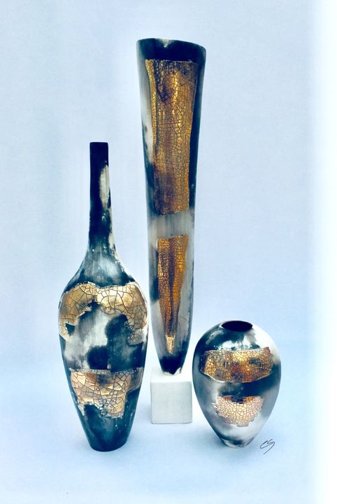 Collection of sculptural pots.