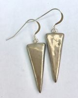 Triangle ceramic drop earrings with silver lustre.
