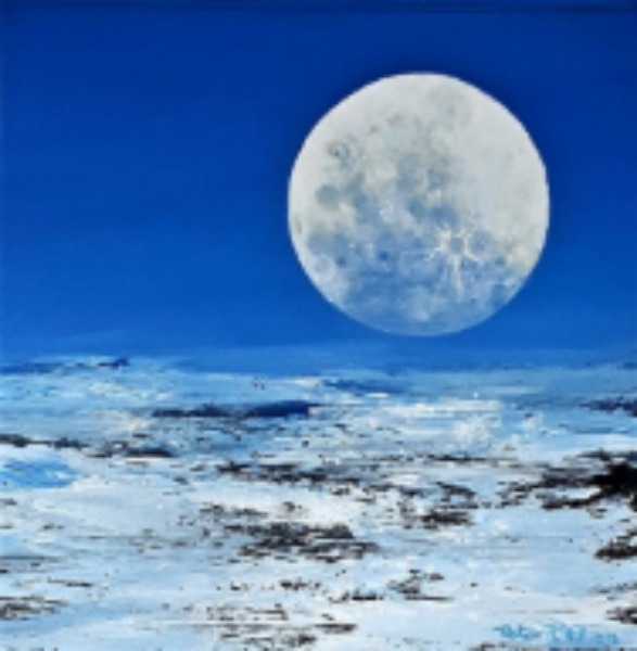 A Moon Rising Over A Whiteout World