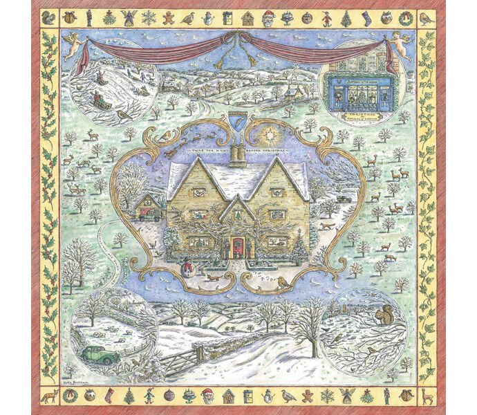 Aspinal of London 'Twas the Night Before Christmas' scarf design