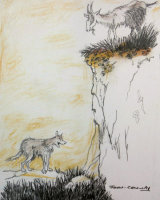 Sketch copied from an Arthur Rackham book - The Goat & the Wolf