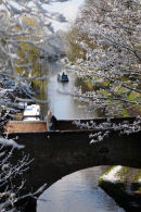 Picture postcard scene at Newbridge Marina, Tettenhall after snow fell in early April 2008.