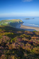 Worm's Head from Rhossili Downs, early morning, August.