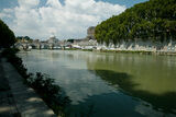 River Tiber in Rome with the dome of St.Peter's Basiilica and Castel St. Angelo.