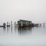 Fishing Huts on foggy Lagoon no.1
