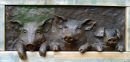 Pigs at the Gate, cold cast bronze resin panel