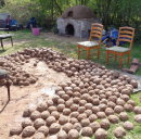 Cob balls, ready for the 3rd layer at Norfolk Brickyard