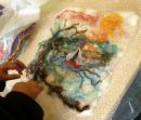 Felting a picture - work in progress during a half-day project
