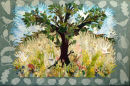 'Communitree' textile collage wall panel for the Friendship Hall, Aylsham, Norfolk.