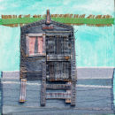 'Beach Hut' denim collage