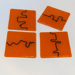 wiggle coaster set orange and black wiggle coaster set of 4