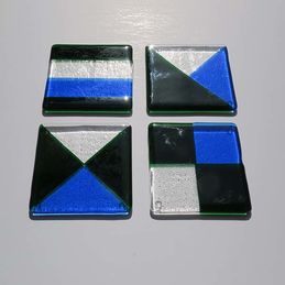 blue green and clear coasters
