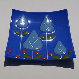 blue flowers square dish (sold)