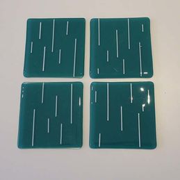 teal and white coasters