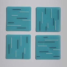 light blue, white/black coasters