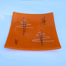 orange, black and white square