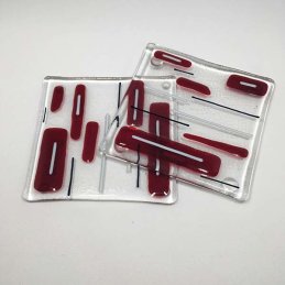 red and clear coasters