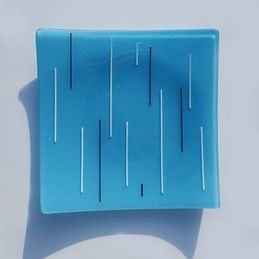 sky blue, white and black square