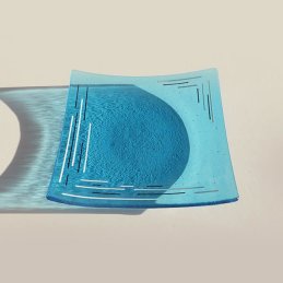 sky blue transparent square dish