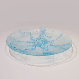 water and pebbles large blue dish
