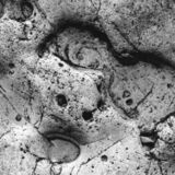 black and white photographic art of dolomite rock formation on shoreline in Tobermory, Ontario