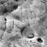 black and white photographic art of dolomite rock formation on shoreline in Tobermory, Ontario