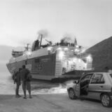 black and white swing lens panoramic photographic art from Sifnos, Greece