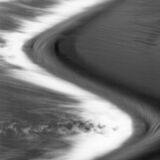 black and white abstract artistic photographs of dams along Grand River, Ontario, using a swing lens panoramic camera and ICM
