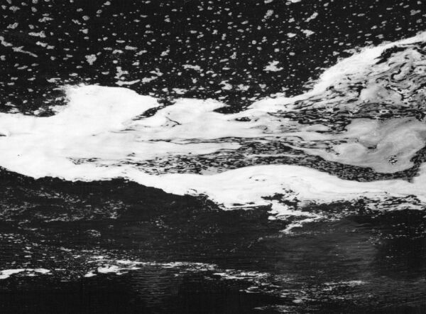 black and white abstract artistic photographs of foam shapes in the Conestoga River at the dam in St. Jacob's, Ontario
