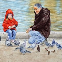 Feeding the pigeons