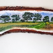 Trees Watercolour on paper mounted on genuine english oak board
