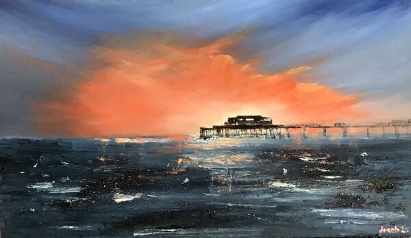 Worthing pier with spectacular sky