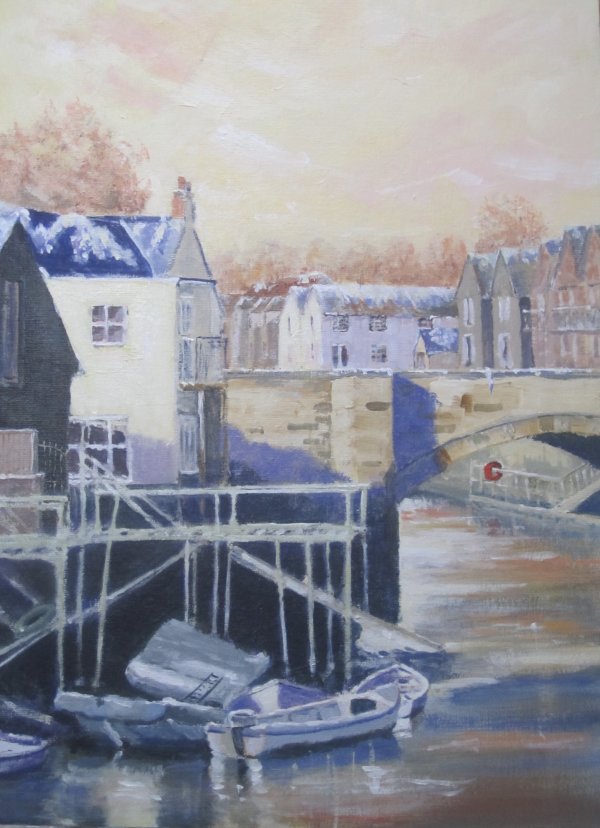 Arundel Bridge with light snowfall