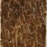Tree Bark a portrait-format abstract made of torn paper, stained brown with paint and rubbed with charcoal to create a rough surface