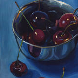 Cherries in Metal Bowl