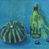 Gourd, Bottle and Blueberries