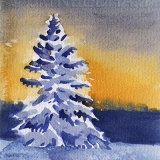 Snowy Tree At Sunset