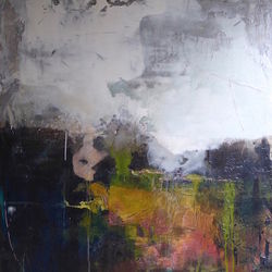 Charged - 90x90cm mixed media on board