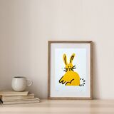 Surprised Bunny Lino print Yellow