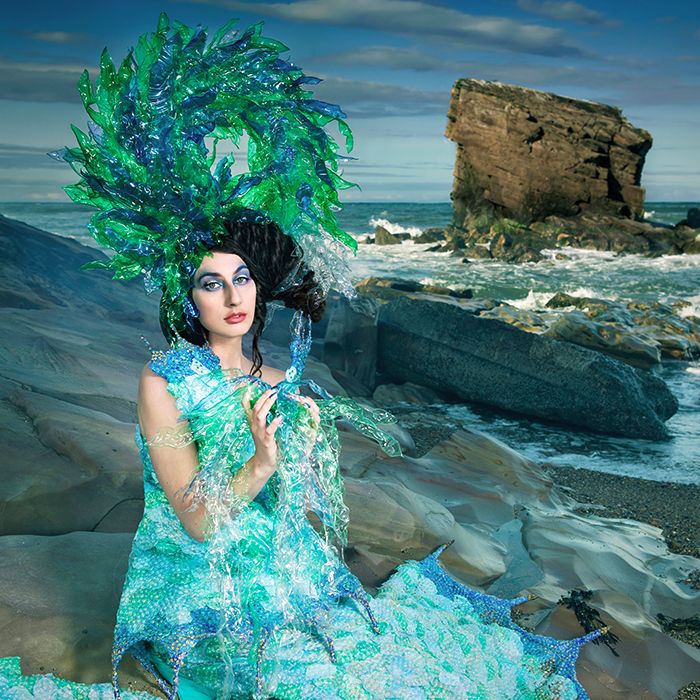 9 Obedience of Conscience -Joan Hall Photography Fantasy Fashion Photography Fantasy Photography Recycle-Plastic bottlespollution Ocean Sea save bubble wrap dress plastic h-2507