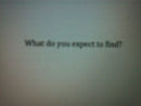 What do you expect to find? (2011)