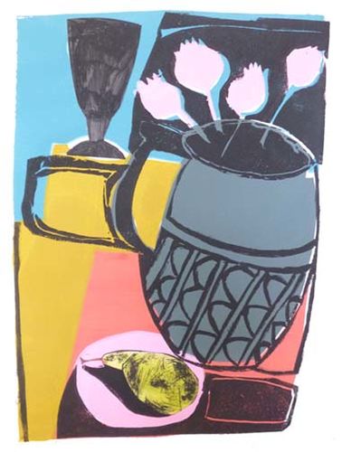 Still life with poppies & pear