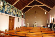 Interior shot of St Marys Church with Stations of the Cross.