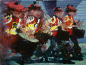"Drummers No.2" oil on canvas 30 x 40ins 1995
