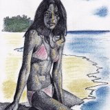 Girl on beach A4