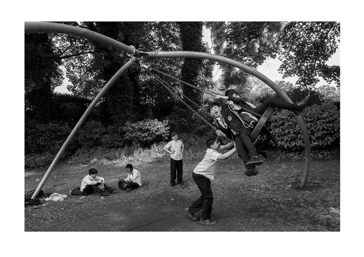 Boys Swinging 2 A4 print
