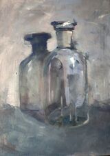 5x7 Oil still life Glass Bottle (sold)