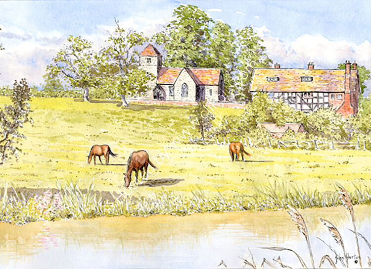 Card Oddingley Church, Birmingham - Worcester canal