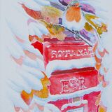 Card Robin and postbox