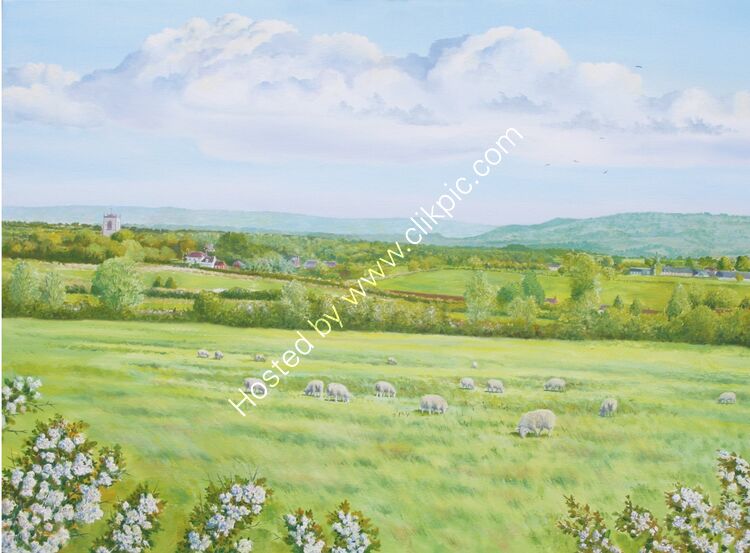 Card View to Upton Snodsbury, looking to the Cotswolds